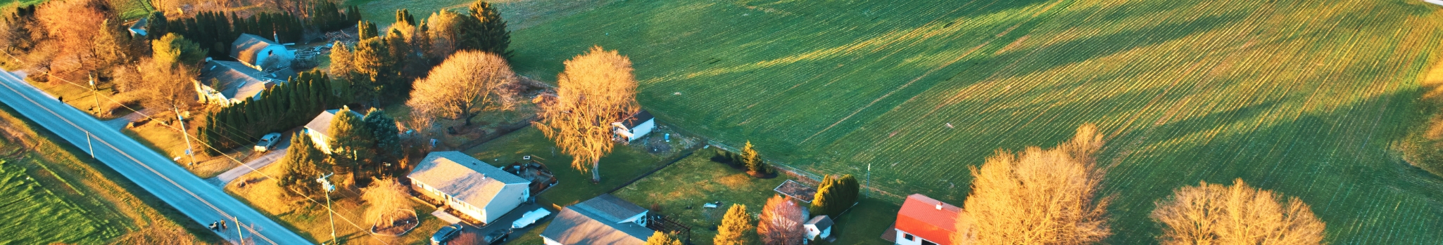 Aerial View of Pennsylvania Countryside in Early Morning on a Winter Day